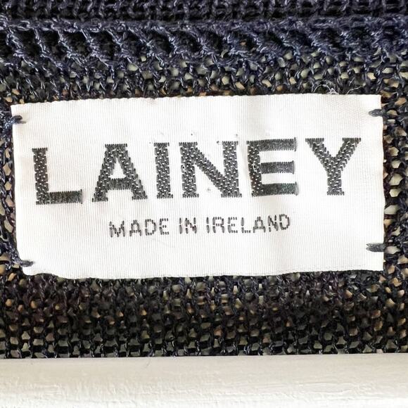 Vintage Lainey Keogh Made in Ireland Navy Blue Mesh Sweater Pullover Viscose - Picture 2 of 11